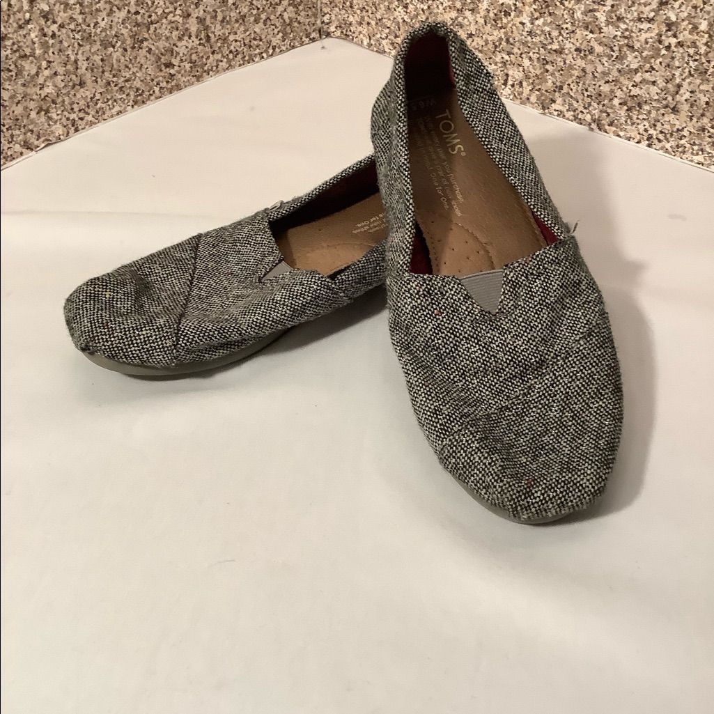 Tom's Black And White Tweed Flats